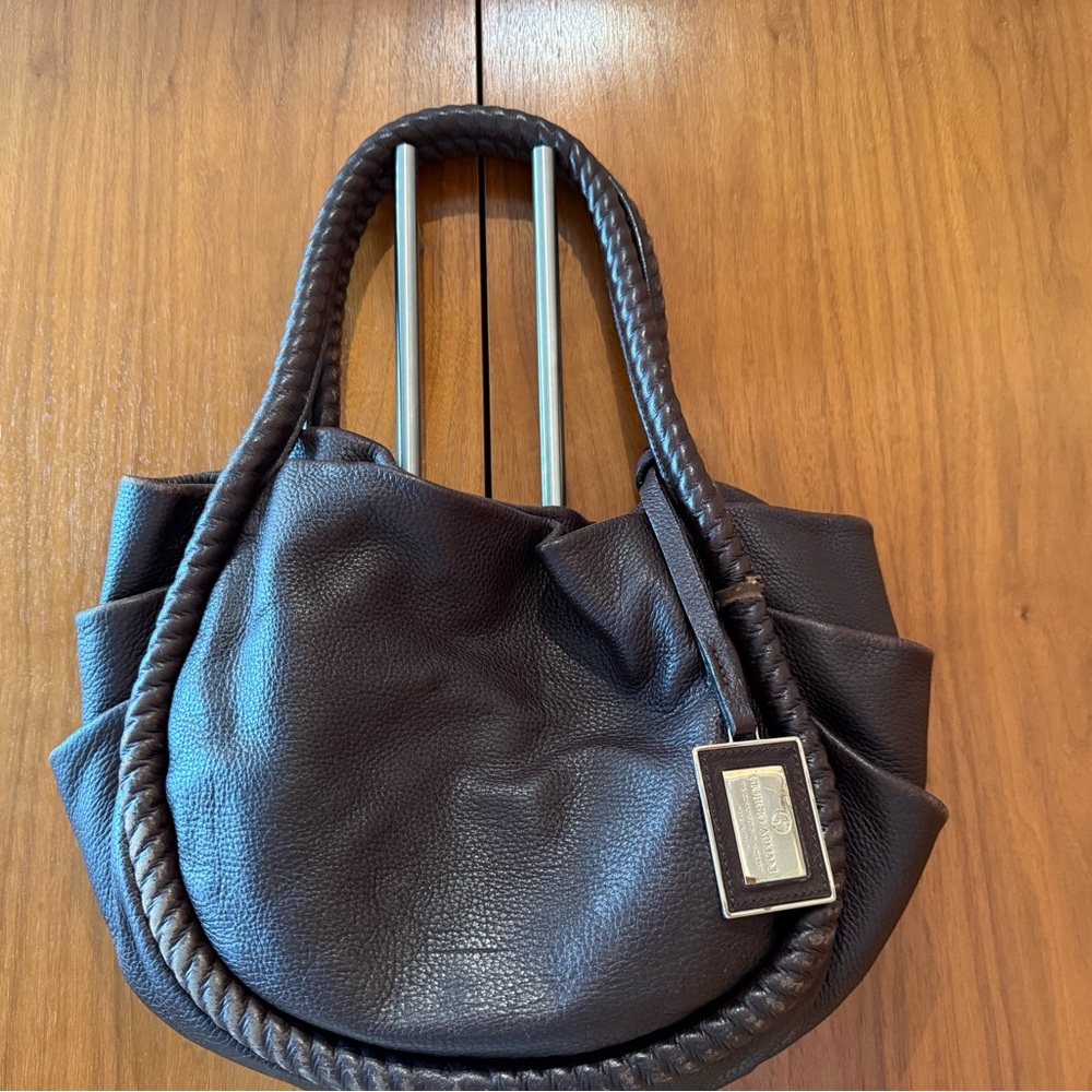 Giorgio Armani Dark Brown Leather Shoulder Bag